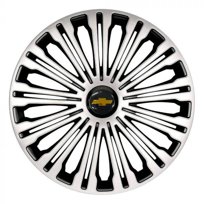 Колпаки для колес 4 Racing Volante R14 с логотипом Chevrolet 4 шт. Silver/Black