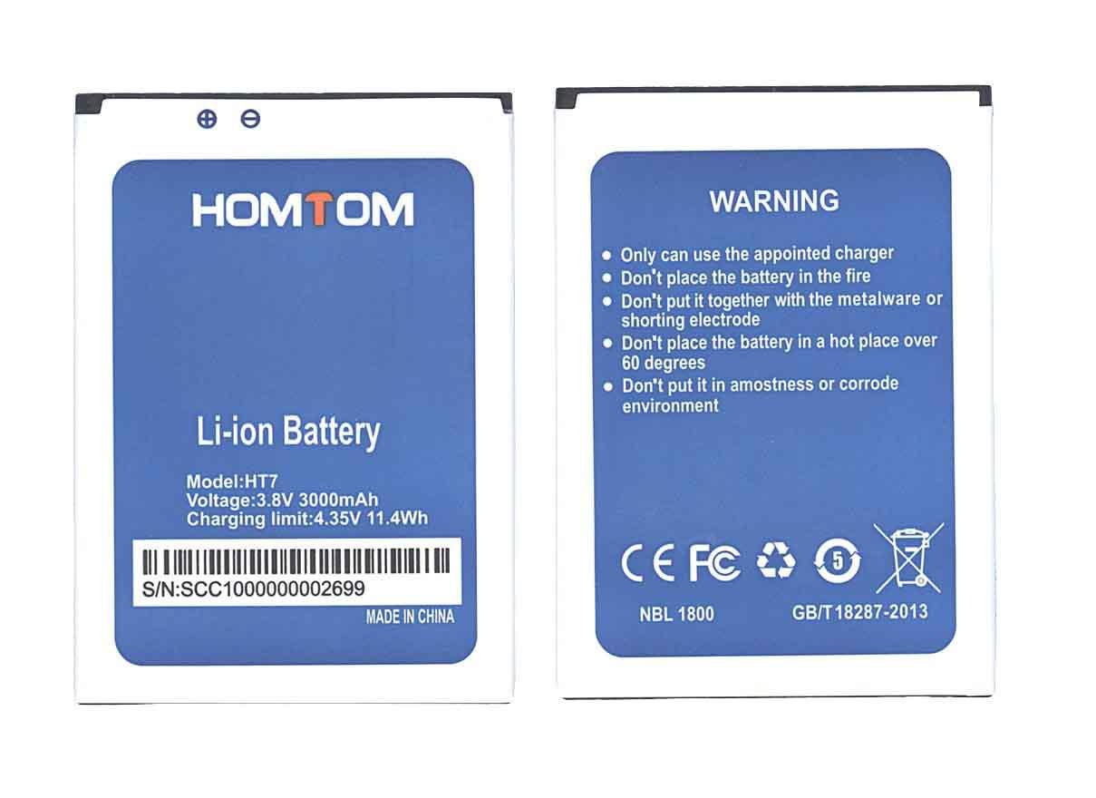 Акумулятор для смартфона Doogee HT7 Homtom HT7, T7, T7 Pro 3,8V 3000 mAh 11,4 Wh Blue