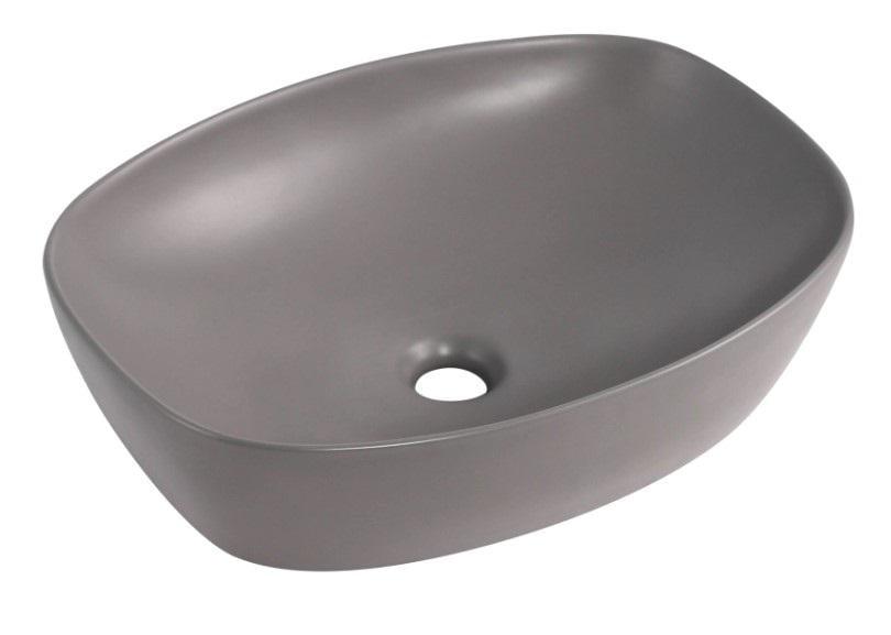 Раковина накладная прямоугольная Qtap Robin с донным клапаном Stone Grey (QT04116302SG)
