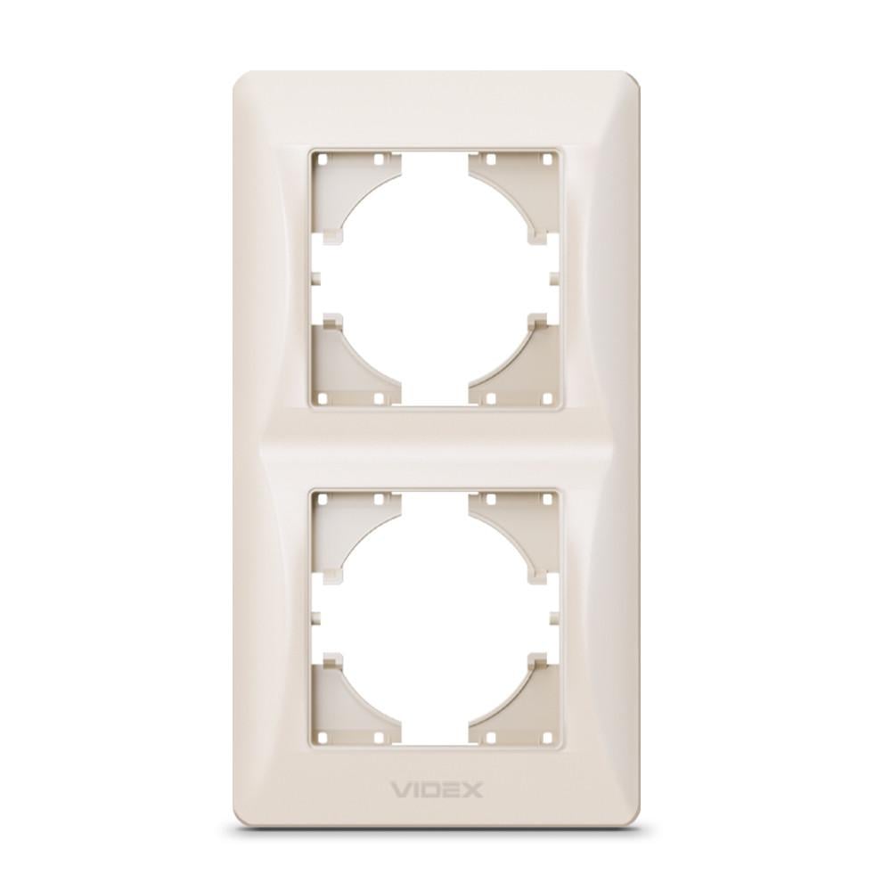 Рамка Videx BINERA 2-постовая вертикальная Кремовый (12585)