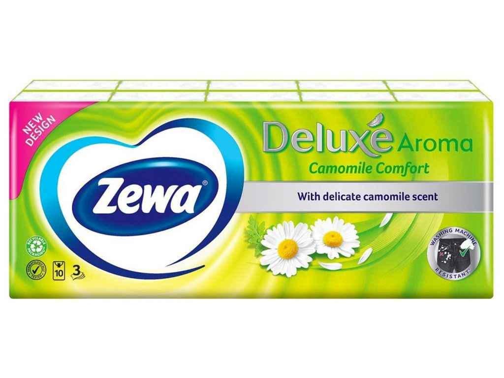 Хустинки носові ZEWA Deluxe ромашка 3 шари 10 пачок (118647)