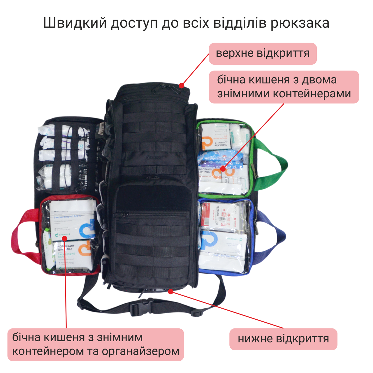 Рюкзак боевого медика Derby MultiPack с отделом для нош волокуш Черный (2558929445) - фото 5 Рюкзак боевого медика Derby MultiPack с отделом для нош волокуш Черный (2558929445) - фото 5