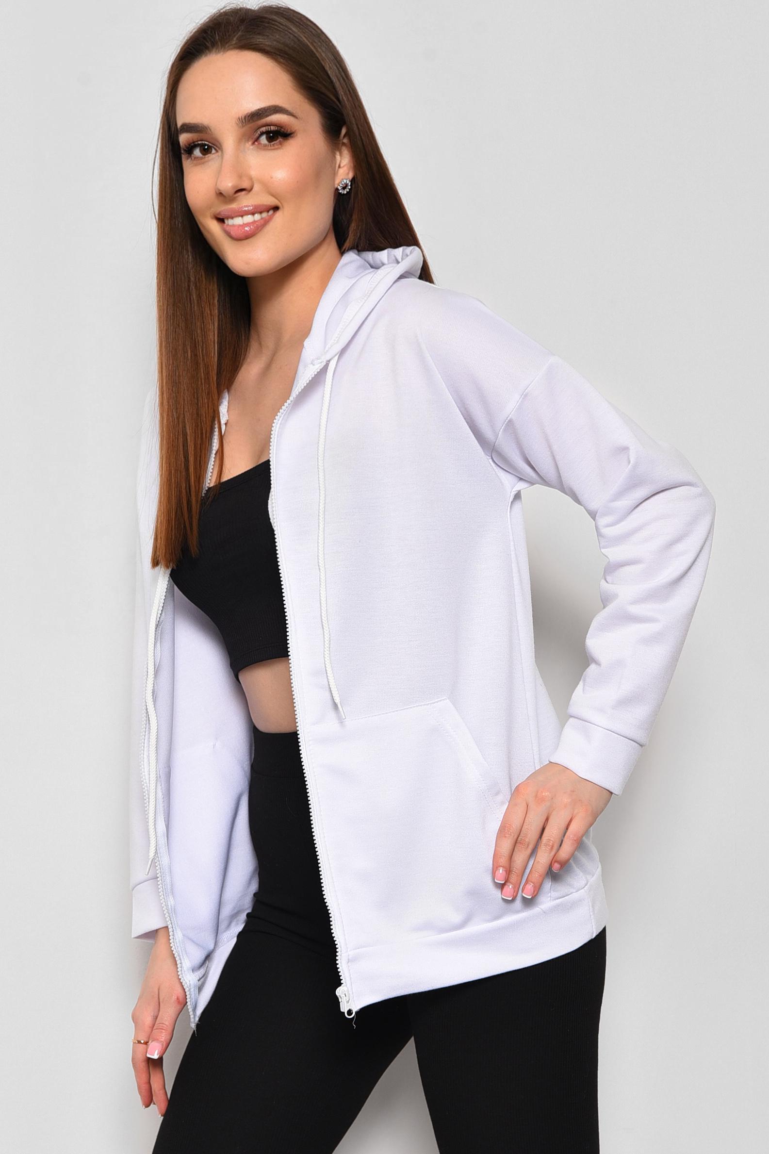 Кофта спортивна жіноча на блискавці S-L Білий (172756) - фото 2