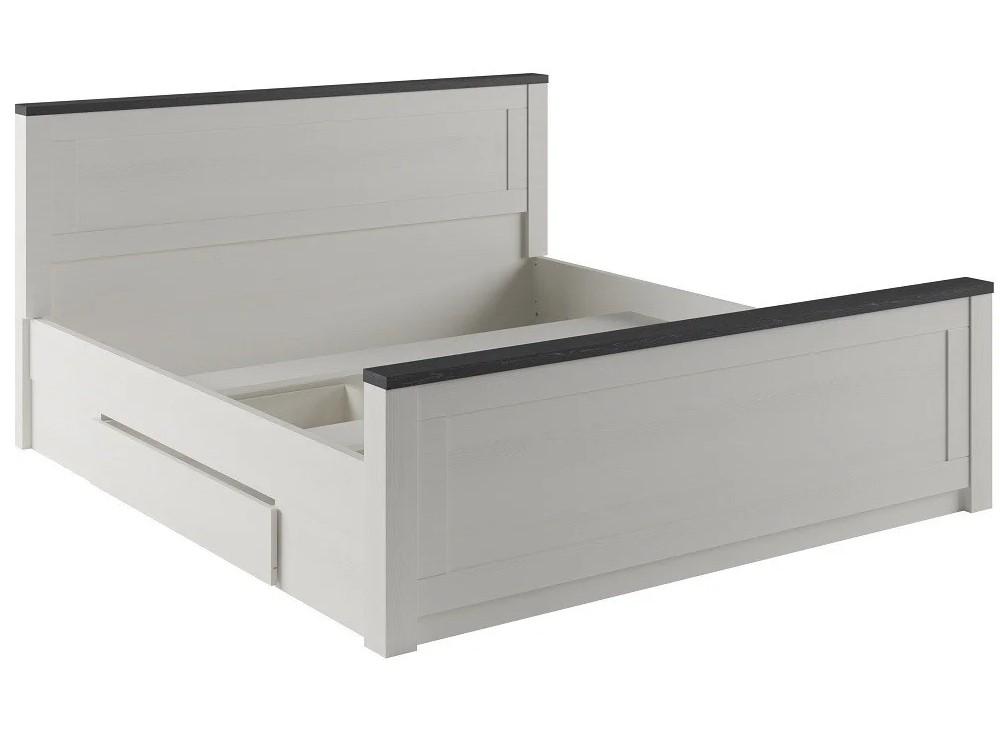 Ліжко класичне двоспальне Gerbor Антверпен з ДСП 160х200 см Ясень сніговий/Дуб морений