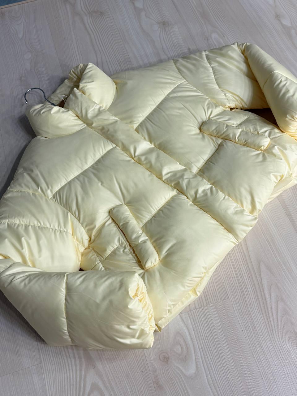 Куртка женская HAIZIYUAN 8606 короткая пуффер с воротником XL Желтый (4794) - фото 2 Куртка женская HAIZIYUAN 8606 короткая пуффер с воротником XL Желтый (4794) - фото 2