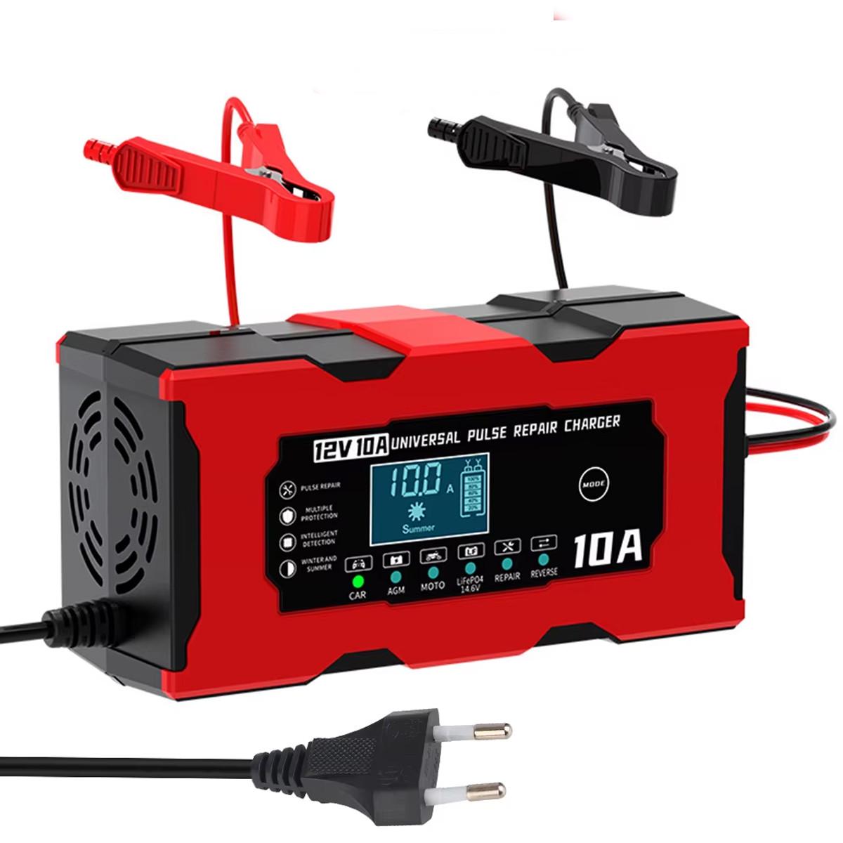 Зарядное устройство для аккумуляторов RIAS XJB1210-2 с контролем заряда и дисплеем 12V-10A/24V-5A Черно-красный (2901535007)
