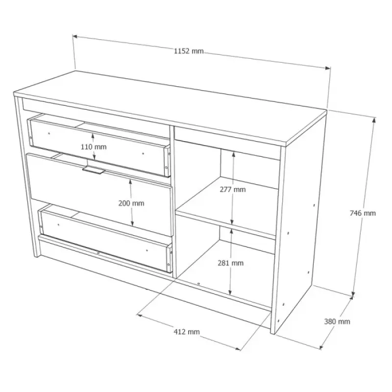 Комод Еверест Сіті 1150 Білий/Дуб крафт золотий (26844575) - фото 2