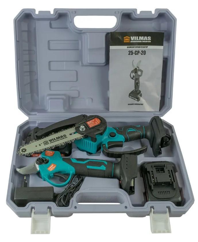 Набір акумуляторного інструменту міні-пила VILmAS 153-CMCS-20/секатор VILmAS 25-CP-20/подовжувач VS'3000 (30775832) - фото 4 Набір акумуляторного інструменту міні-пила VILmAS 153-CMCS-20/секатор VILmAS 25-CP-20/подовжувач VS'3000 (30775832) - фото 4
