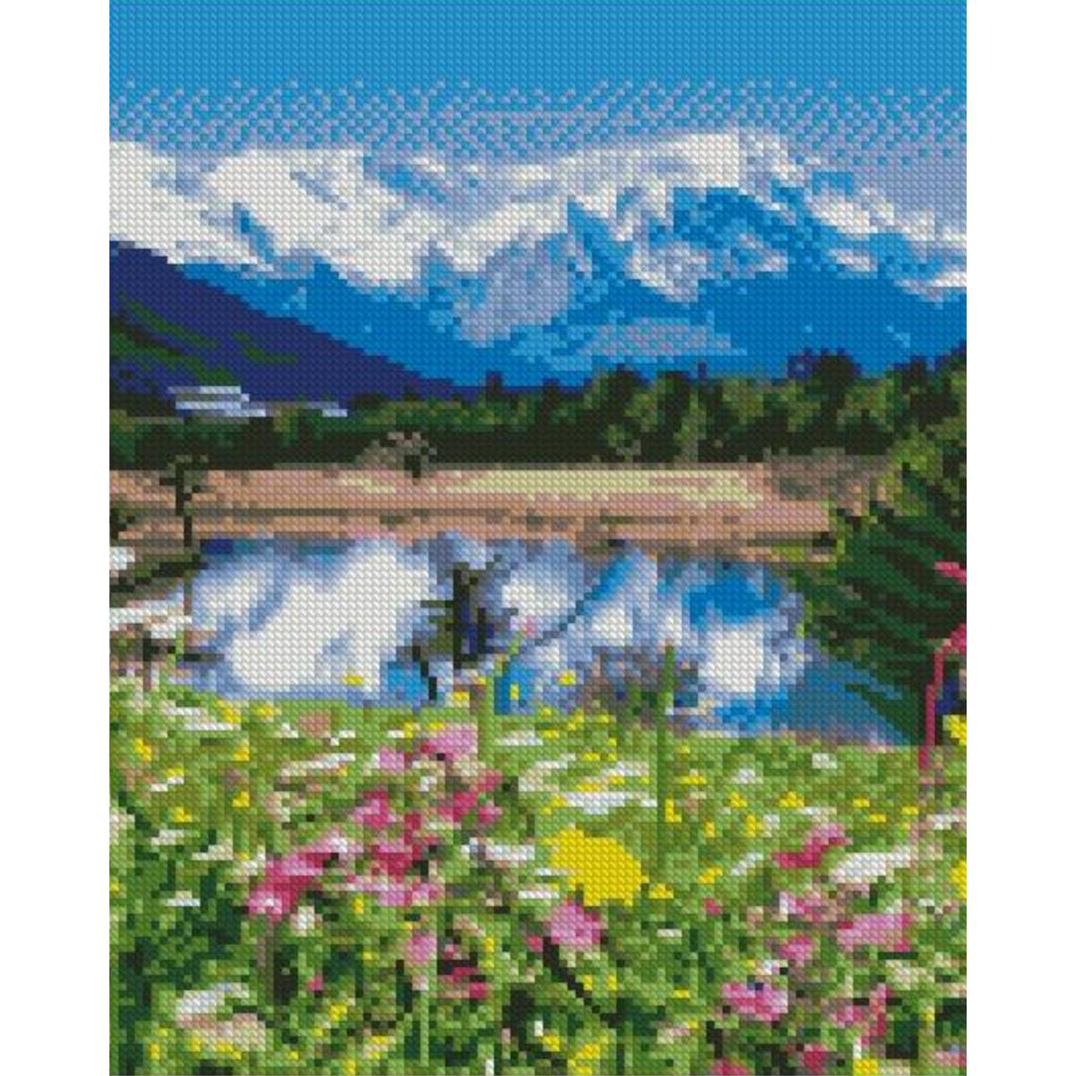 Алмазная мозаика Strateg Премиум Утро в горах 30x40 см (HX428)