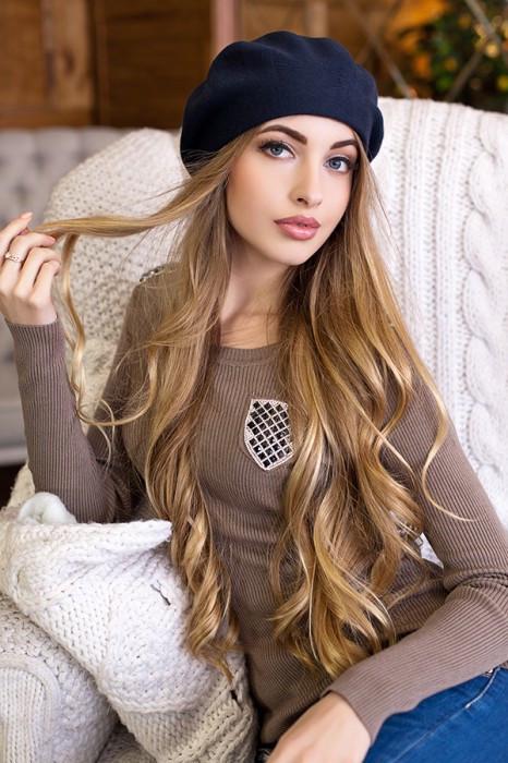 Берет классический вязаный Эва Джинсовый (2270-50)
