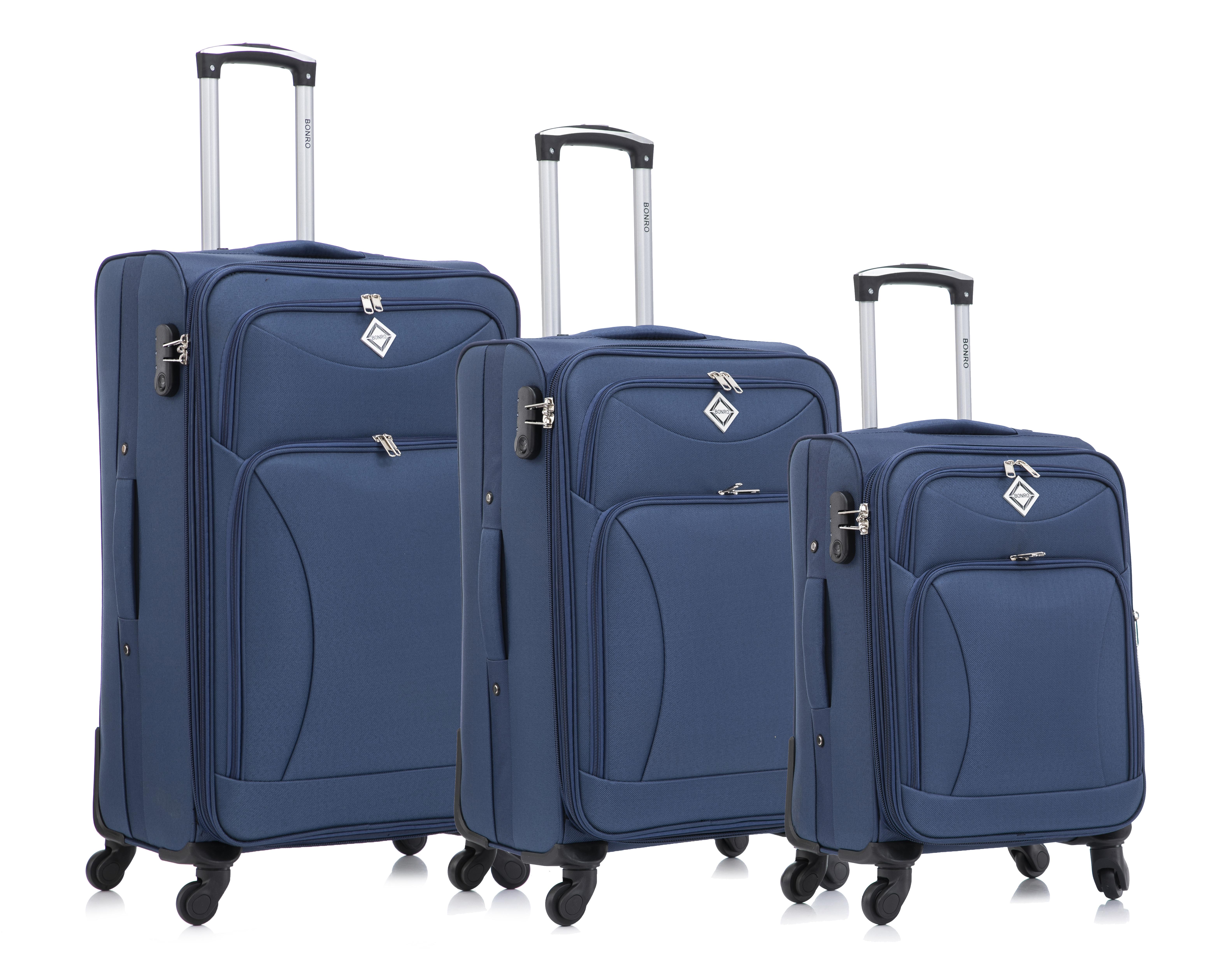 Чемодан Bonro Tourist 4 колеса 3 шт. Синій (2194)