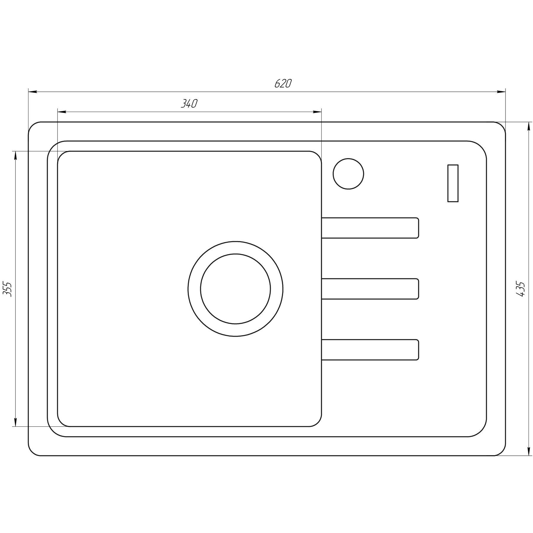 Мойка гранитная Globus Lux Mono 620х435 мм А0007 Белый (000022438) - фото 6