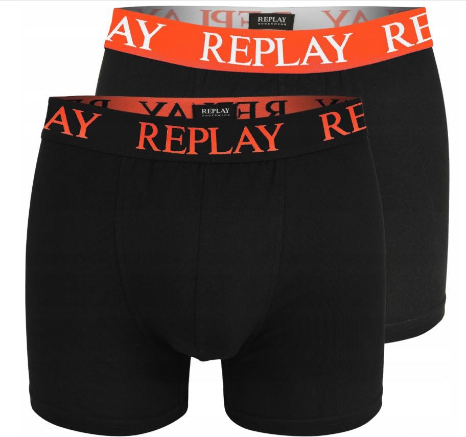 Труси боксери чоловічі анатомічні Replay 2 шт. S Чорний/Помаранчовий (99065292) - фото 1