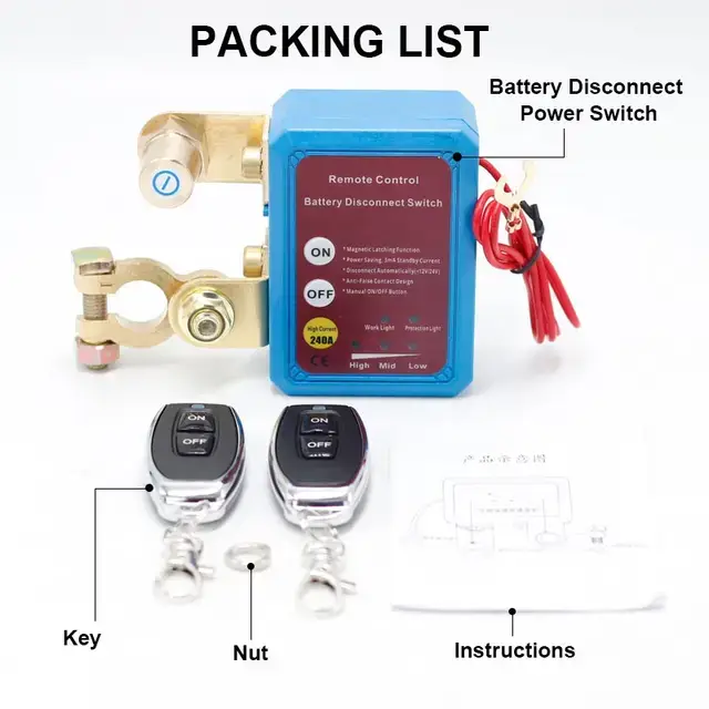 Дистанционный выключатель массы авто 12 В/240 A и 2 пульта/двойное реле - фото 9