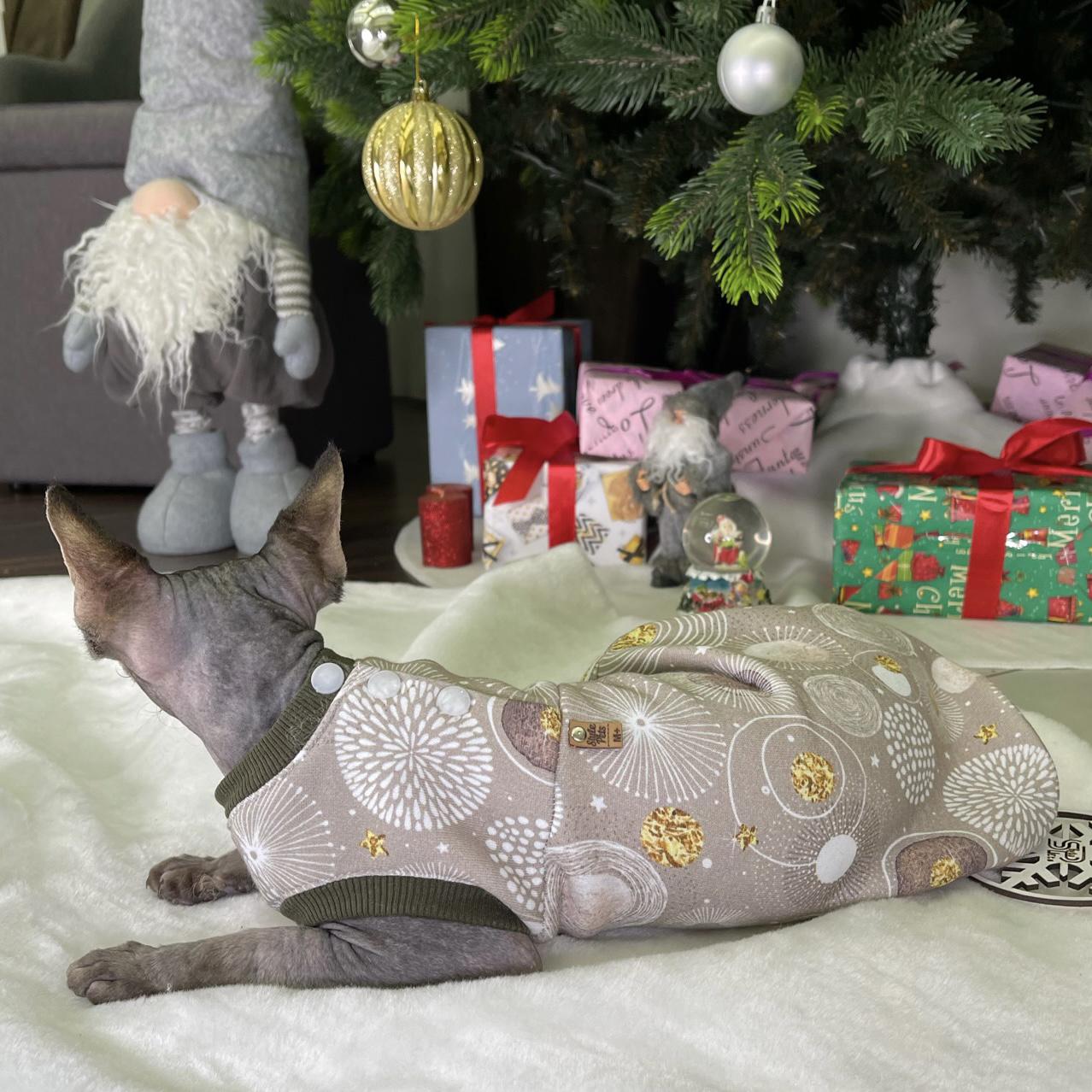 Кофта для кошек без рукавов теплая Style Pets HNY2 toy Новогодняя XL (436XL) - фото 5