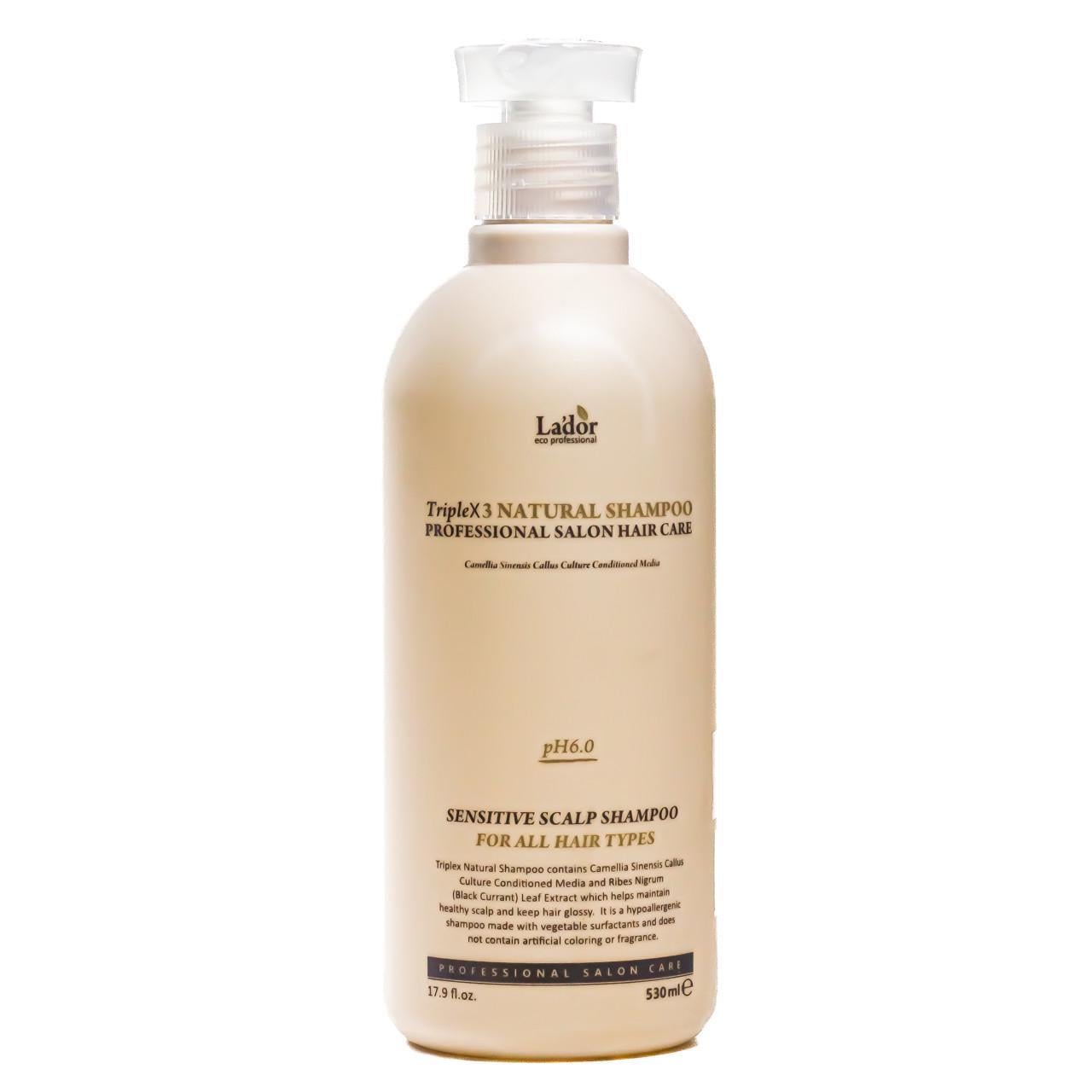 Шампунь безсульфатний для волосся La'dor Triplex Natural з протеїнами шовку 530 мл (1438592080)