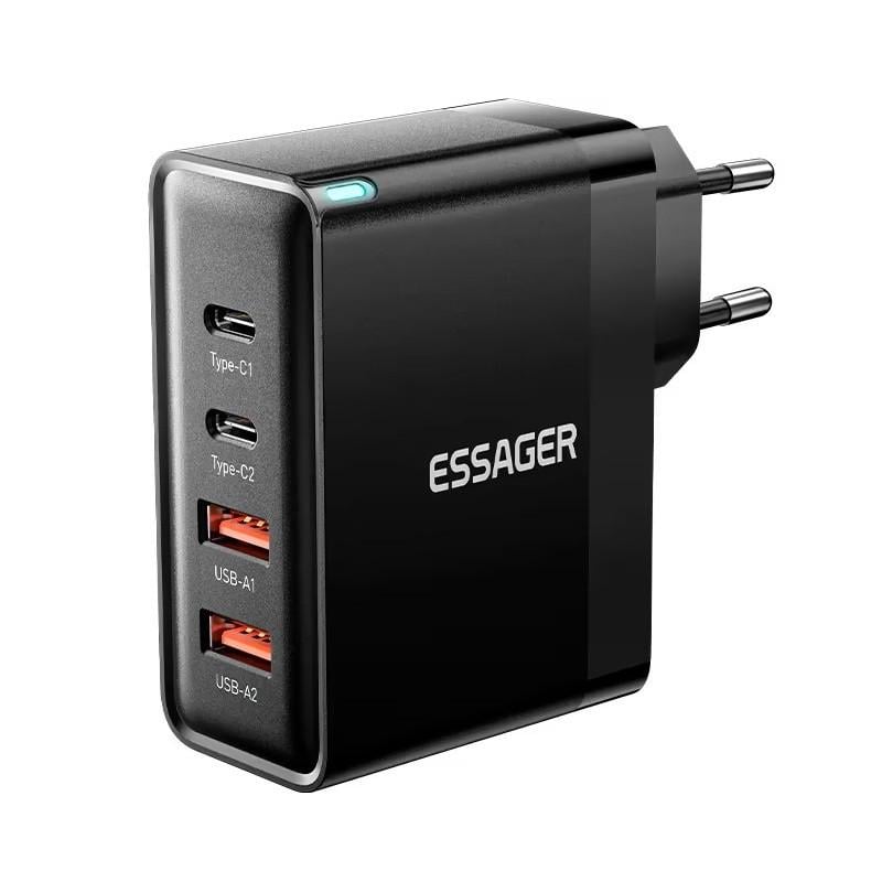 Зарядное устройство для телефонов Essager 100W GaN 4 Travel Charger 2 Type-C/2 Type-A Black (ES-CD37)