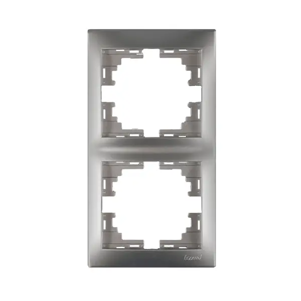 Рамка двухместная вертикальная Lezard Mira Серый металл (00000004803)