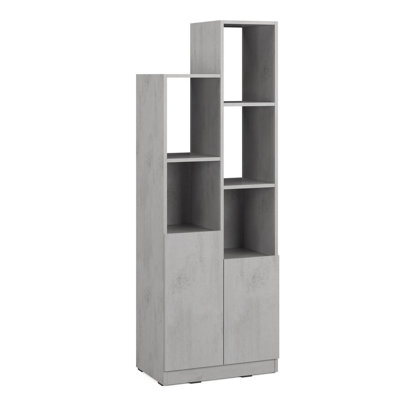 Стеллаж с дверцей и полками Moreli MA-0001 для декора и книг Бетон Тефра (ma0001-tefrabeton)