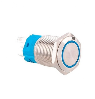 Кнопка управления фиксирующая 22 мм 22F-11EZ с синей LED-подсветкой 5 pin 12-24V (7000007670)