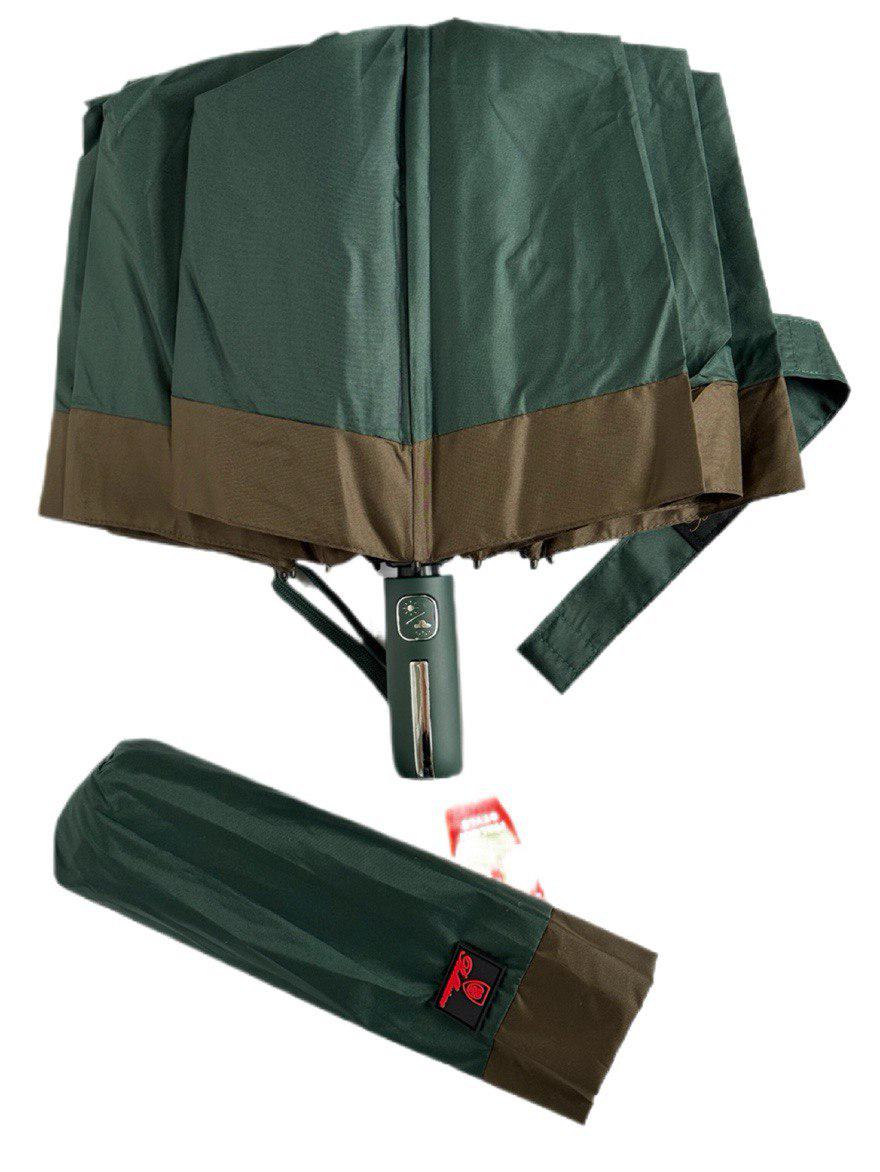 Парасолька автоматична жіноча Bellissimo 12 спиць 6 сегментів Зелений з коричневою облямівкою (654/3) - фото 3