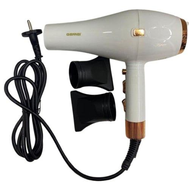 Фен для волос GEMEI GM-1797 с 3 скоростями Белый (27507058) Фен для волос GEMEI GM-1797 с 3 скоростями Белый (27507058)
