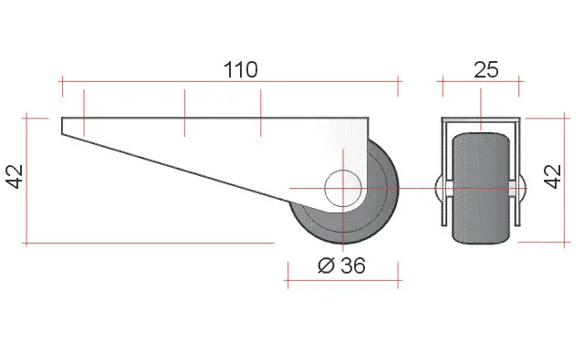 Опора роликовая выносная H 42 пластик D36 мм для мягкой мебели (11310230) - фото 2 Опора роликовая выносная H 42 пластик D36 мм для мягкой мебели (11310230) - фото 2