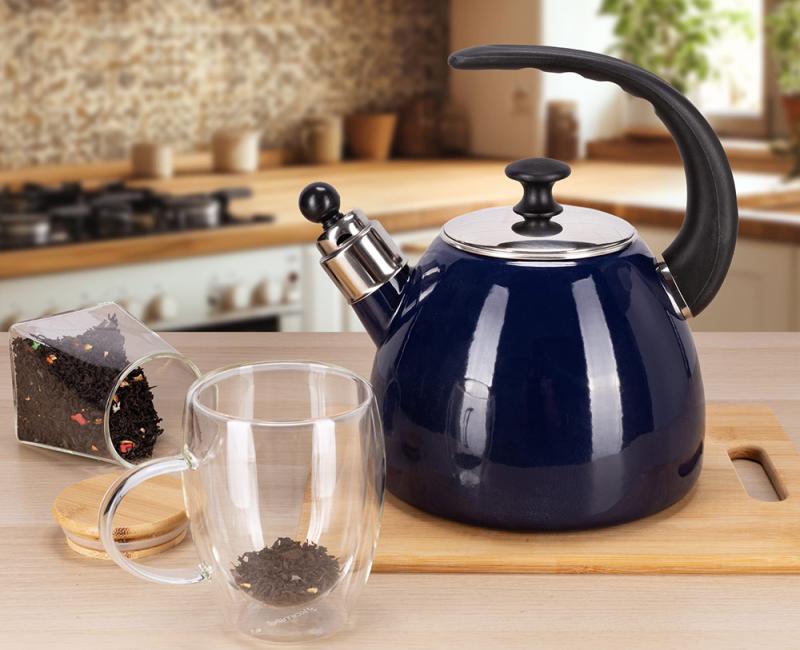 Чайник эмалированный Kamille Boiling Water со свистком 2,5л Синий - фото 6 Чайник эмалированный Kamille Boiling Water со свистком 2,5л Синий - фото 6