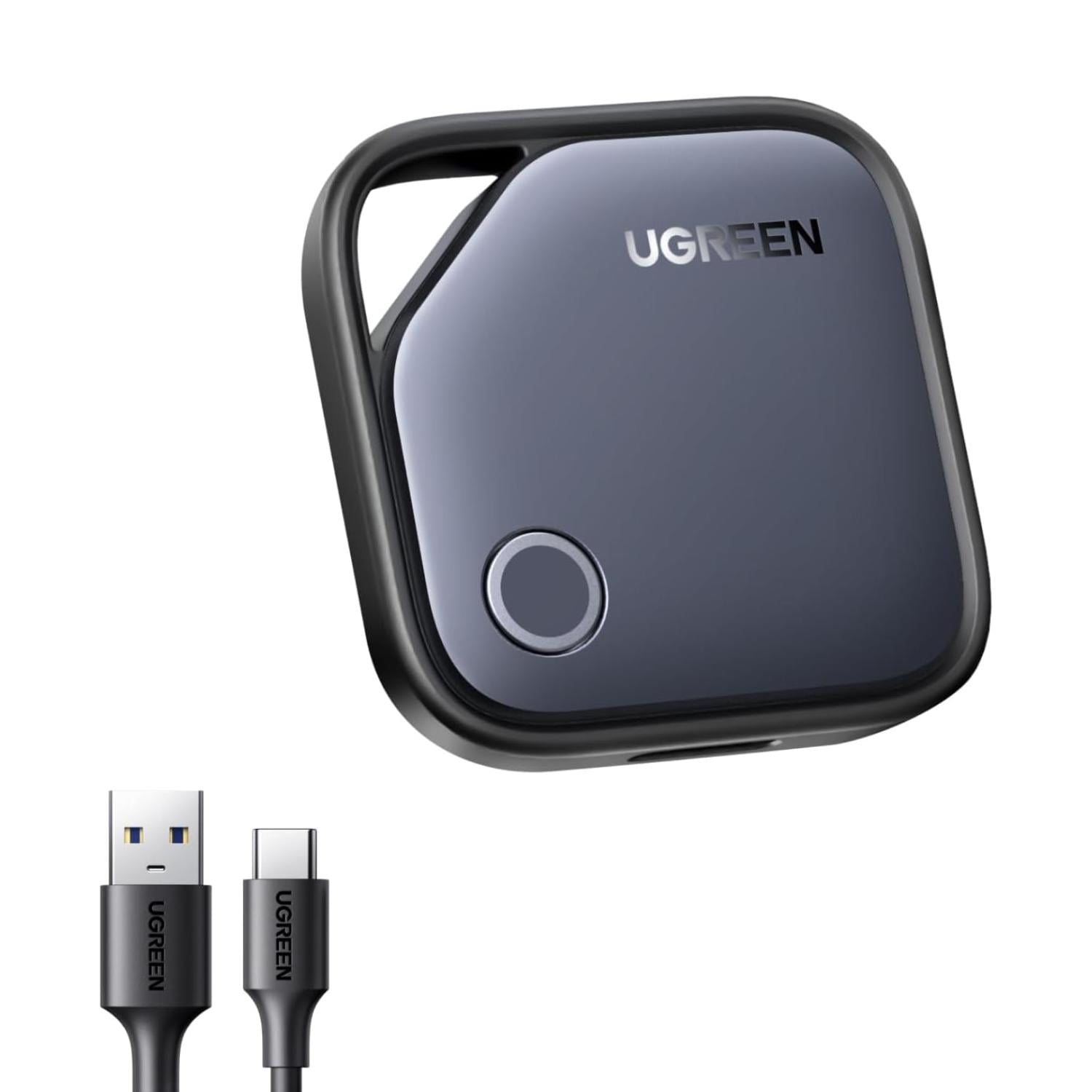 Поисковый брелок UGREEN FineTrack CM919 зарядка через USB-C до 12 месяцев сигнал 80-100 дБ Серый (75119)