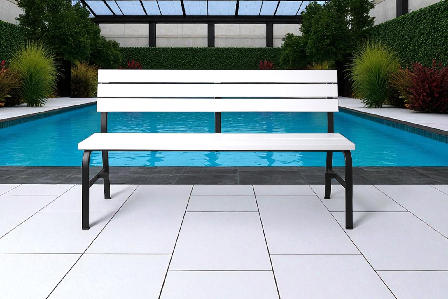 Лавка пластикова ТОБІ ШО для дачі/саду та парку 1504х822х707 мм Біло-чорний - фото 4