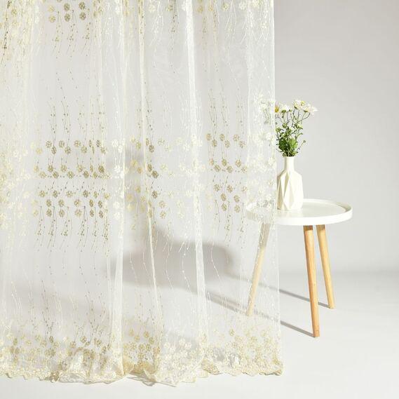 Тюль сетка IDEIA Иванка V-06 2,77 м c вышивкой Крем/Золотой (2200004165523)