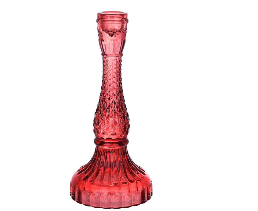 Подсвечник стеклянный Crystal Glass 11х22 см Красный