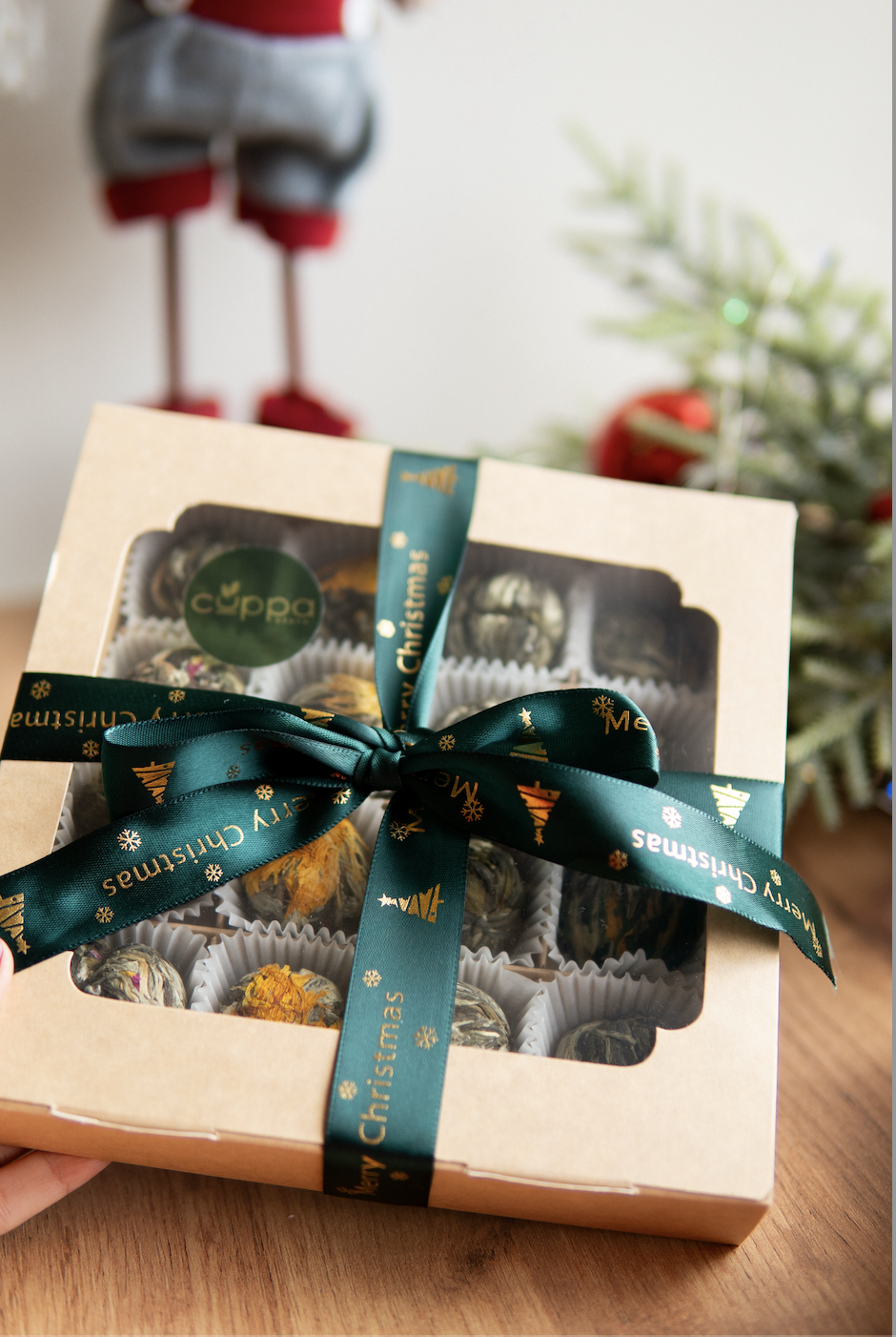 Набір в'язаного чаю Новорічний на 16 чайних квіток 4х4 (Cuppa)