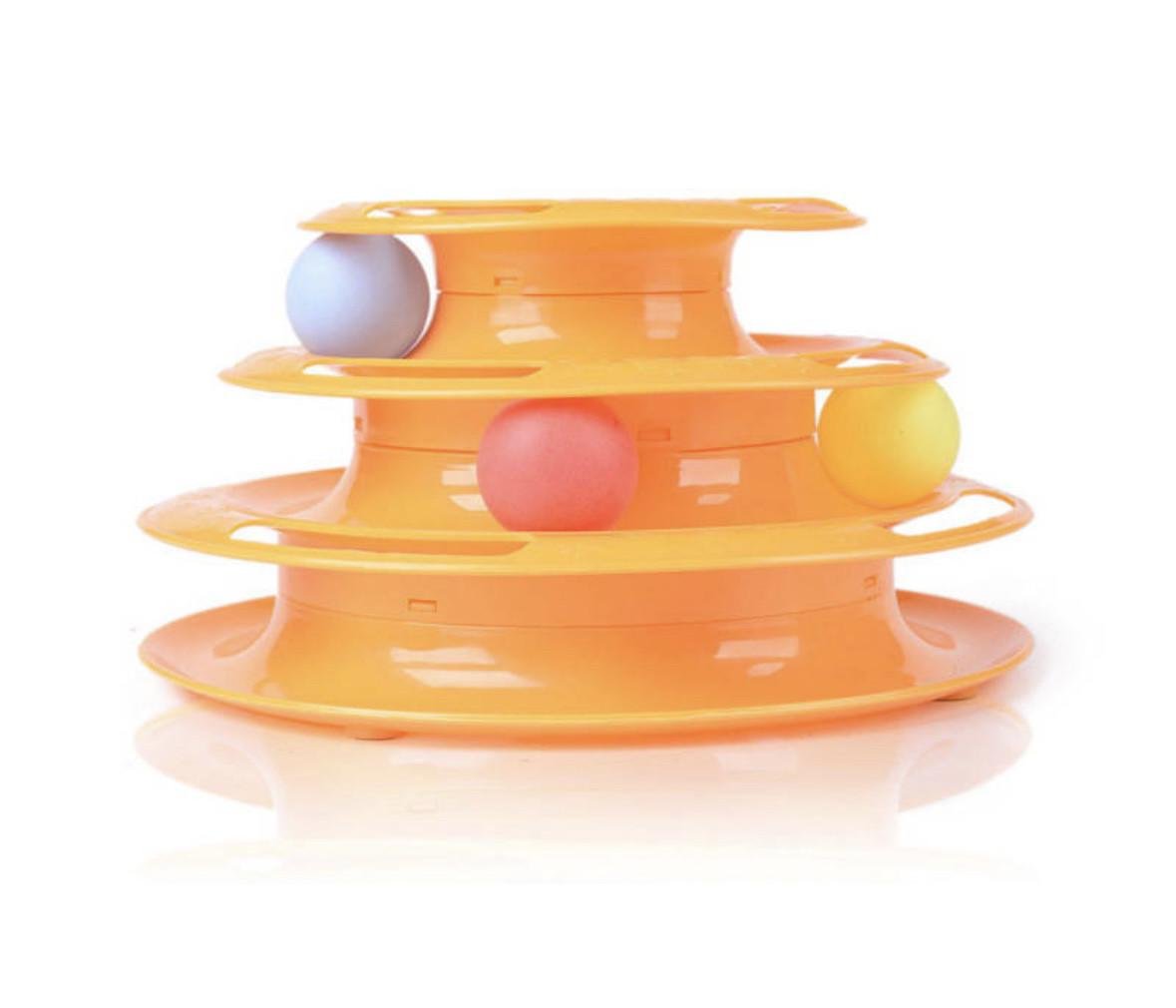Игрушка для кошек Башня с шариками 3 уровня Tower of Tracks Оранжевый/Голубой (2826279701)