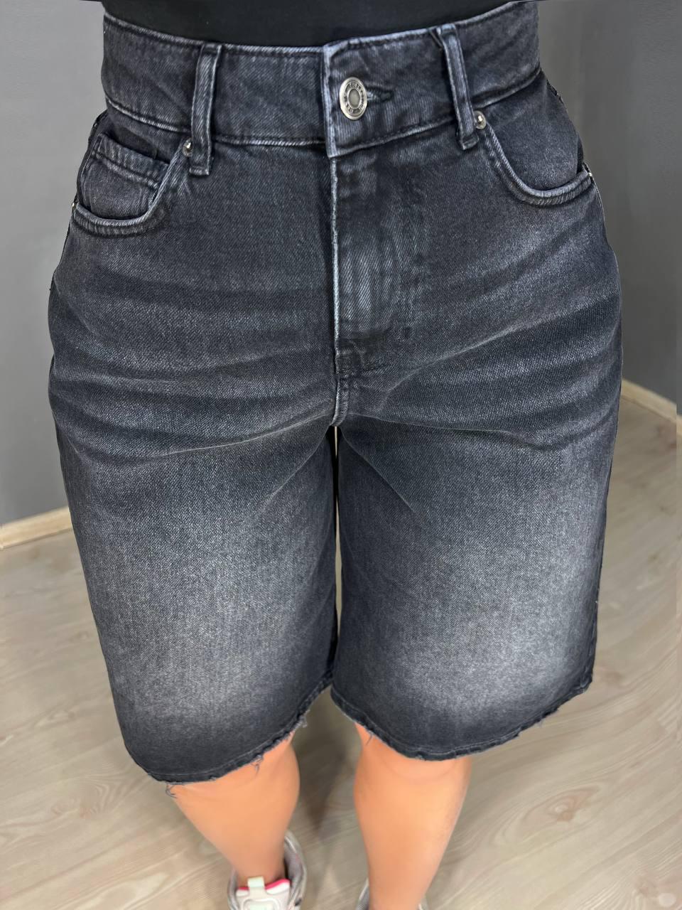 Шорти жіночі джинсові Zeo Basic 4869 бермуди великі р. 44 Чорний (4280)