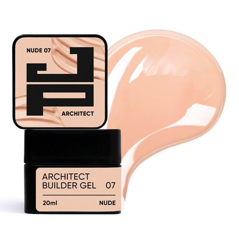 Білдер-гель густий Jerden Proff Architect Builder Gel 07 Nude для нарощування та моделювання 20 мл Нюд