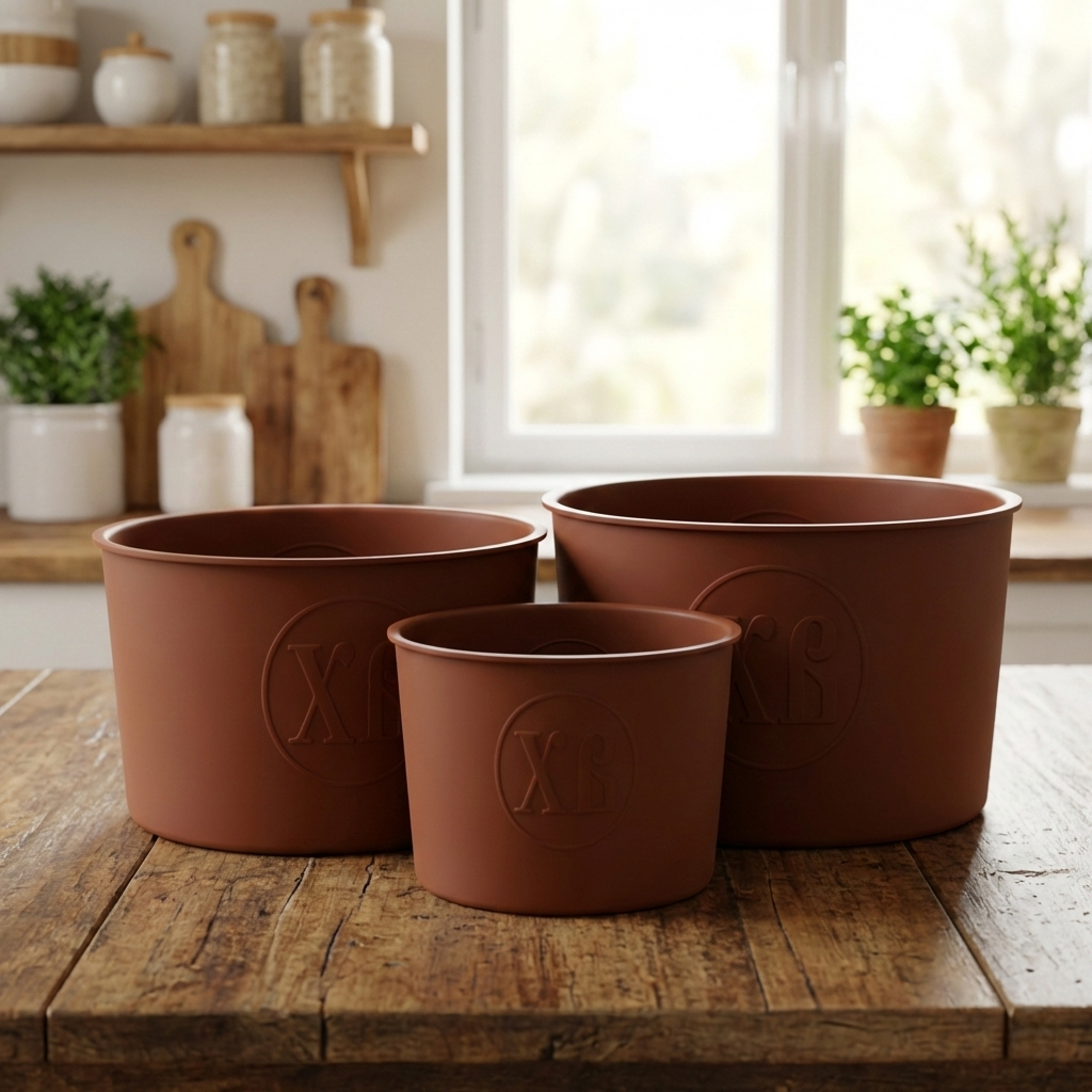 Набор форм для выпечки куличей TS Kitchen круглых силиконовых 3 шт. d 14.5/12/9,5 см Коричневый (HP-35-556BR)