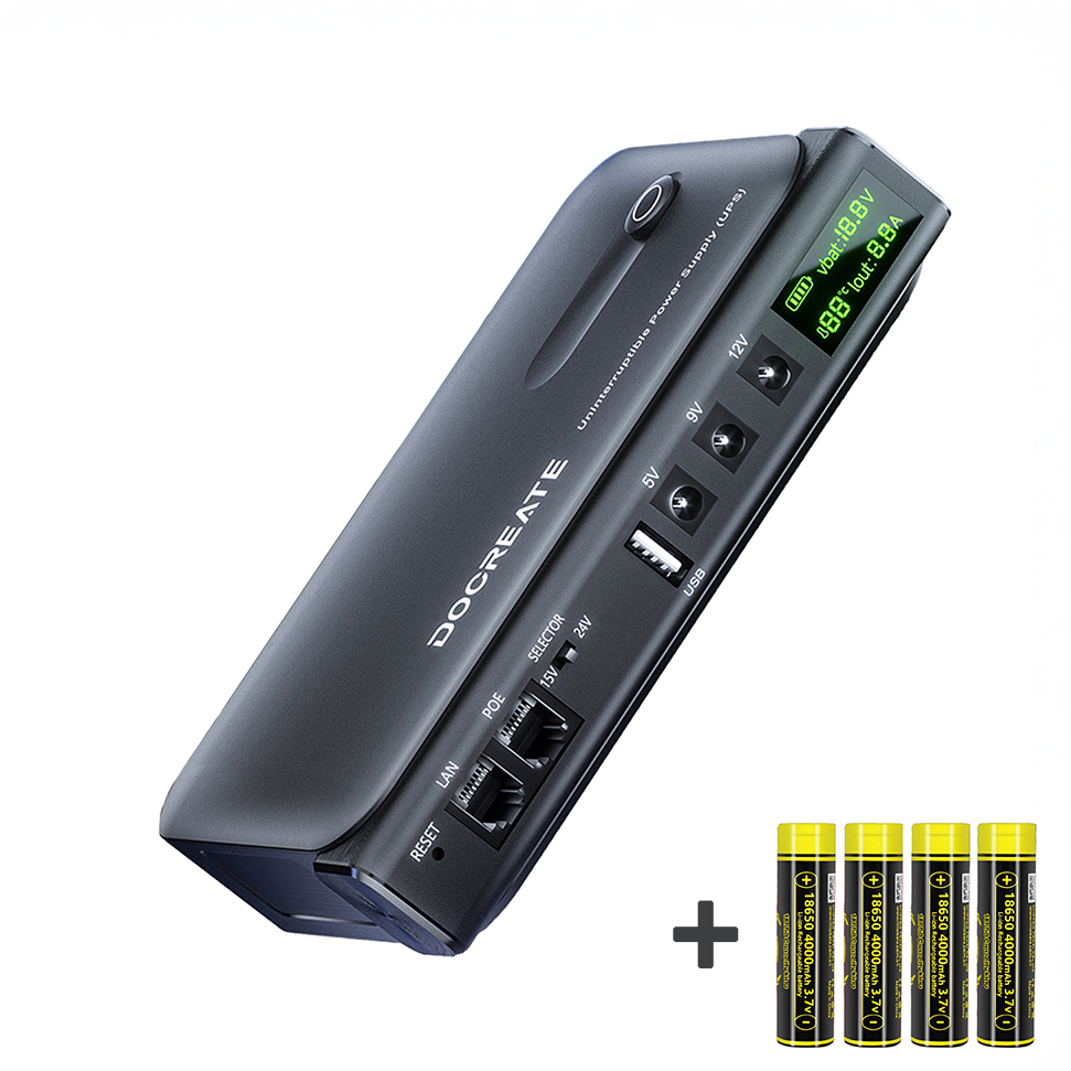 Джерело безперебійного живлення Docreate DC1036L 36W UPS з дисплеєм та акумуляторами LiitoKala 18650 (001227)
