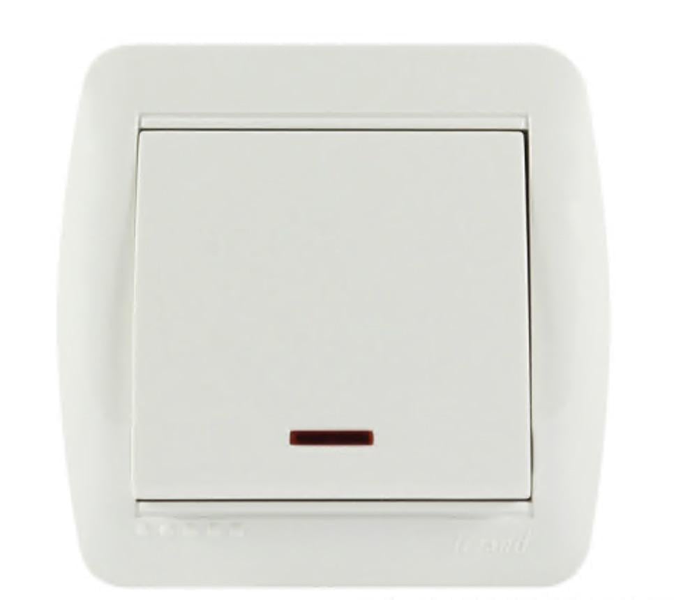 Вимикач одноклавішний накладний Lezard Demet IP20 з підсвіткою Білий (27549322)