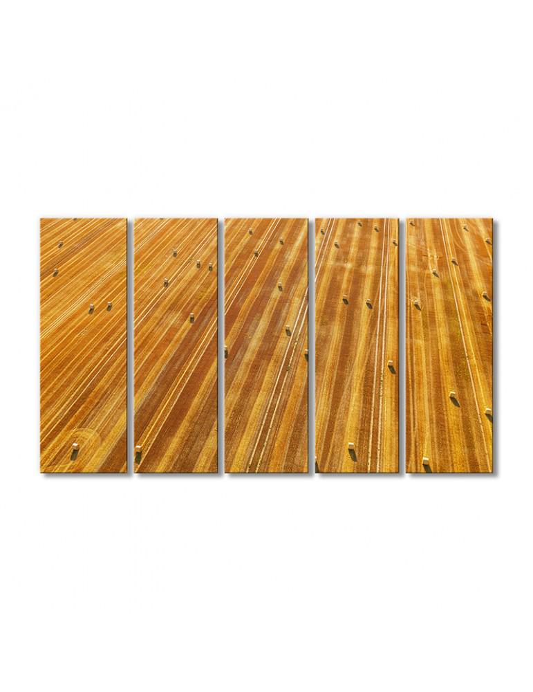 Картина модульная Пейзаж поле тюки сена 5 модулей 70x105 см