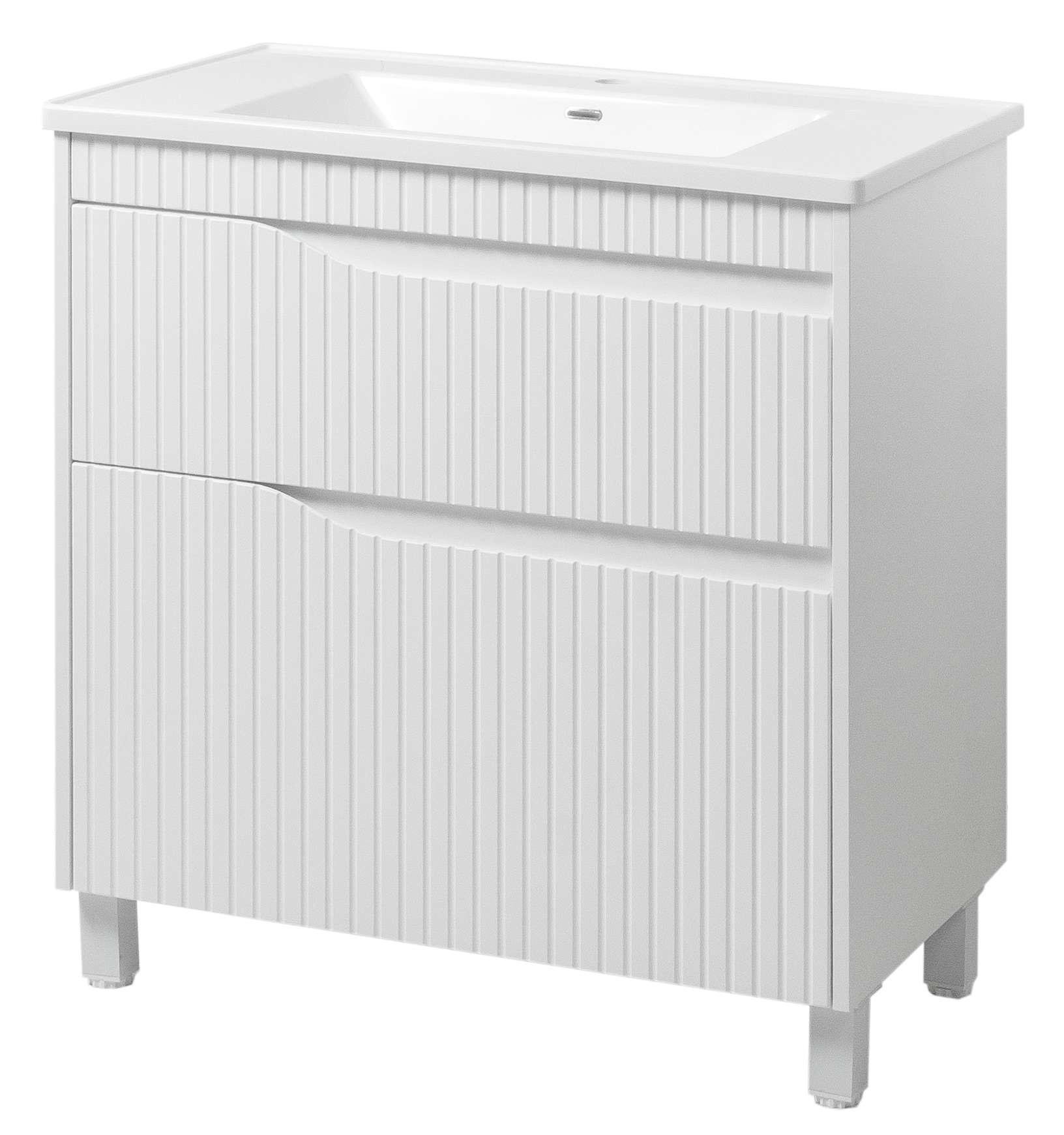 Тумба ЮВВІС Florence ТНБ-2 Д з умивальником Канте 80 см Білий матовий (25075178)