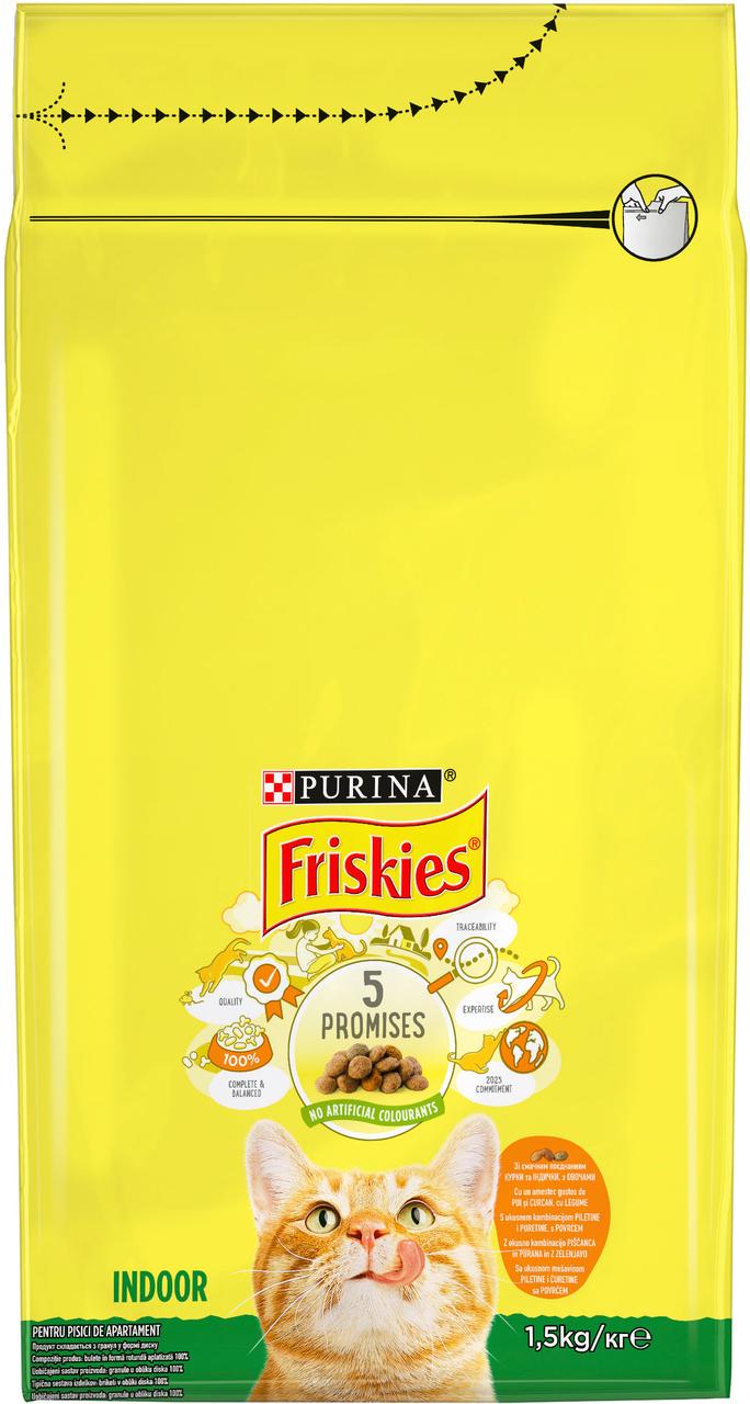 Сухий корм для дорослих котів Purina Friskies Indoor з куркою індичкою 1,5 кг (7613031341887)