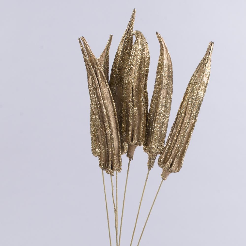 Сухоцвет Okra в блестках Золотой (895-2) Сухоцвет Okra в блестках Золотой (895-2)