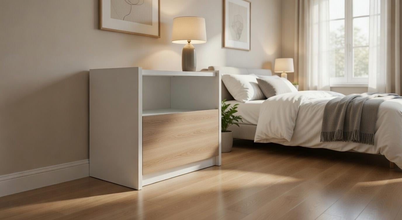 Тумба прикроватная с выдвижным ящиком и открытыми полками (PS LITE)