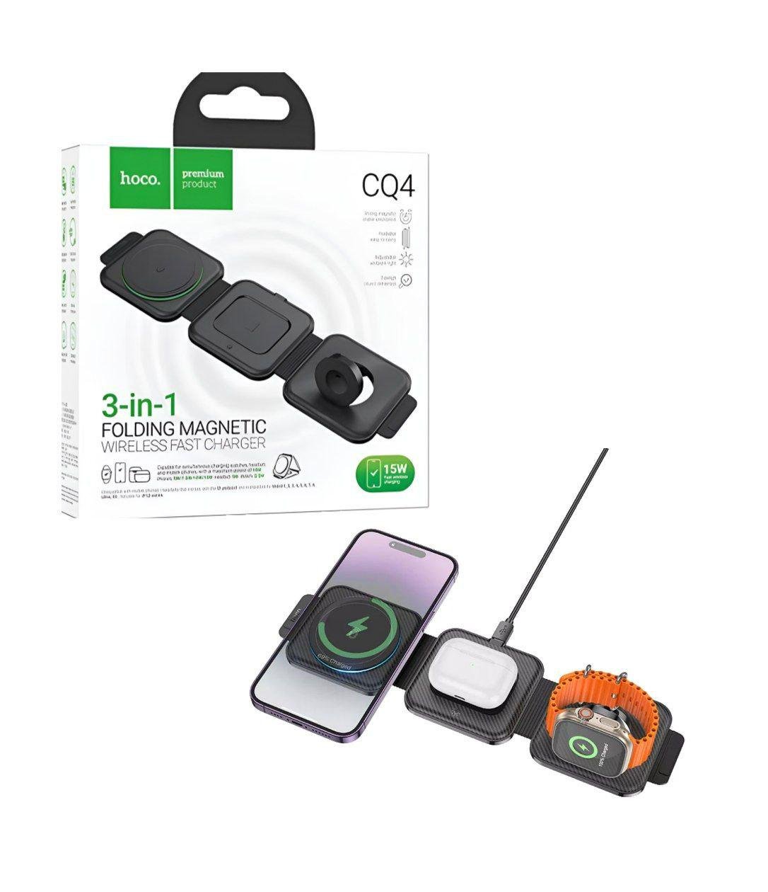 Зарядная станция Hoco CQ4 Unique 3in1 Qi Черный (19689217) - фото 6 Зарядная станция Hoco CQ4 Unique 3in1 Qi Черный (19689217) - фото 6