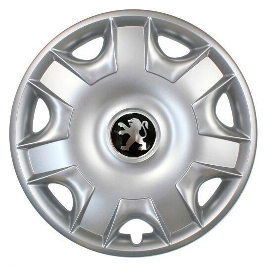 Ковпаки автомобільні SKS 301 R15 з логотипом Peugeot 4 шт. Сріблястий