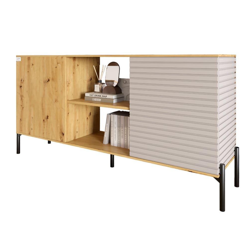 Комод відкритий Lion Грей на чорних металевих ніжках Дуб Артизан/Кашемір (000-000-2233) - фото 2 Комод відкритий Lion Грей на чорних металевих ніжках Дуб Артизан/Кашемір (000-000-2233) - фото 2