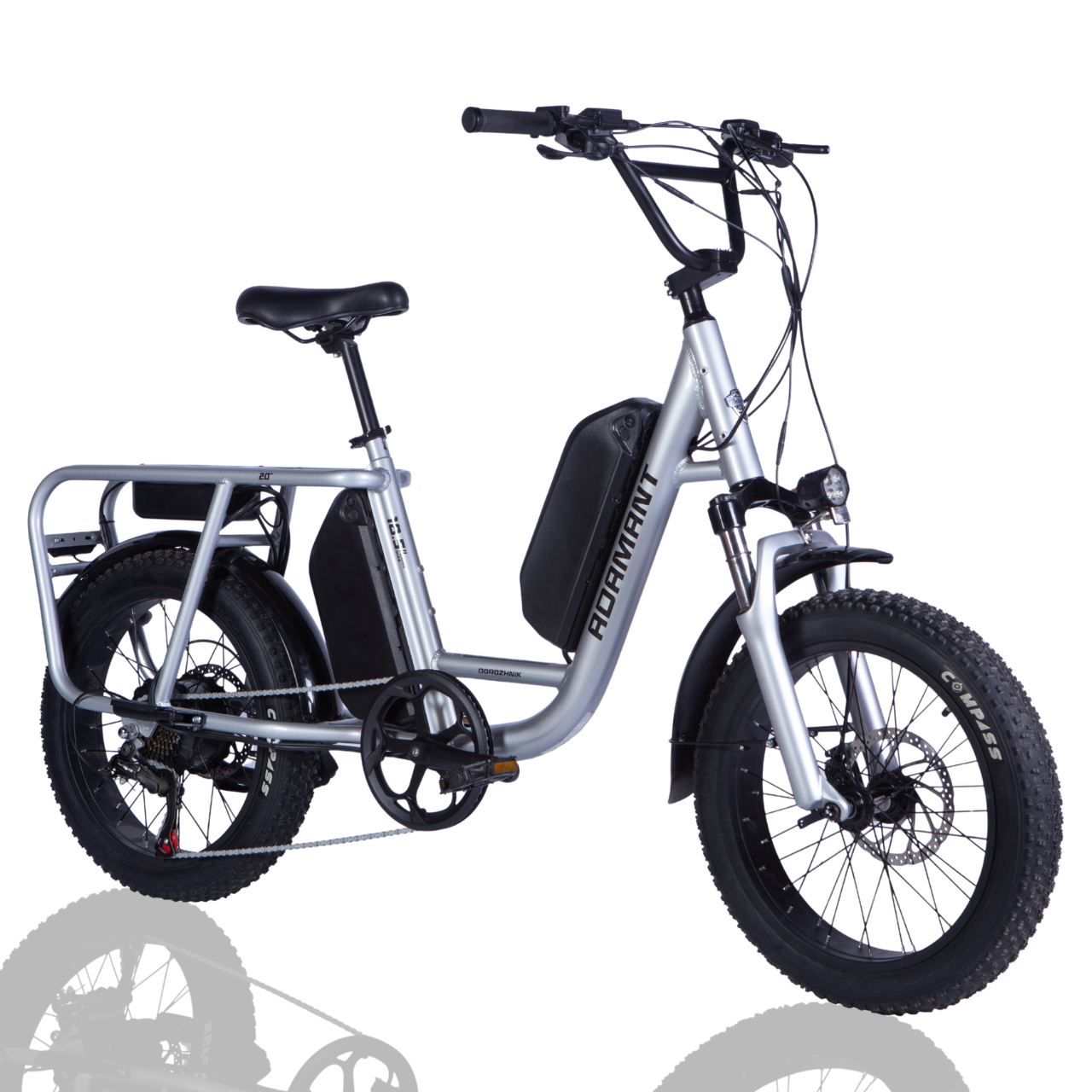 Велосипед з електроприводом AL Dorozhnik eADAMANT HDD 20" рама-18,5" 48B 17,5+12,5Ахч 1000 Вт 100 км запас ходу Сріблястий