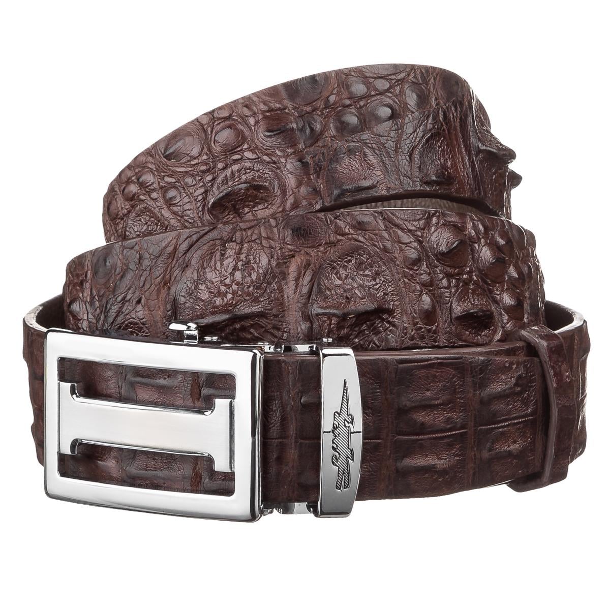Ремень автомат Crocodile leather 18177 из натуральной кожи крокодила Коричневый