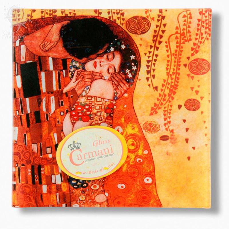 Тарелка стеклянная Carmani Г. Климт Поцелуй 13х13 см (198-1241)
